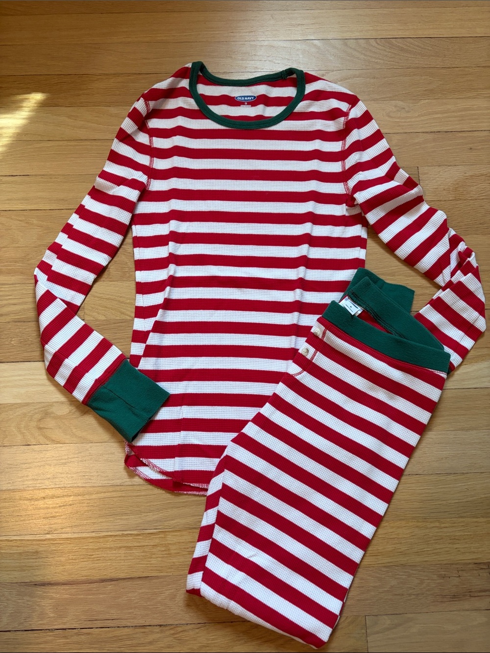 Old Navy Women’s Christmas Red and White Stripe Pajama Set